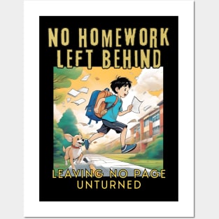 No Homework Left Behind (leaving no page unturned) cartoon Posters and Art